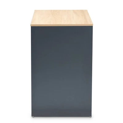 Reed 2 Drawer Wood Computer Desk - Gray/White - Baxton Studio 3 Reed 2 Drawer Wood Computer Desk - Gray/White - Baxton Studio - Image 3