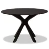 48" Kenji Wide Round Wood Dining Table Dark Brown - Baxton Studio