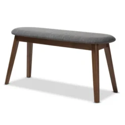 Baxton Studio Easton Mid Century Modern Walnut Finished Wood Fabric Upholstered Bench -Baxton Studio GUEST d2eafe6b e0aa 4089 a6a3 8560430aad71