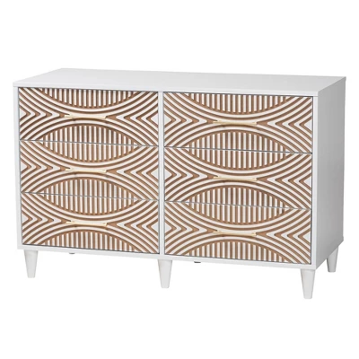 Baxton Studio King 3pc Louetta Carved Contrasting Bedroom Set White/Natural Brown 5 Baxton Studio King 3pc Louetta Carved Contrasting Bedroom Set White/Natural Brown - Image 5