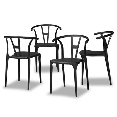 4pc Warner Plastic Dining Chair Set - Baxton Studio 9 4pc Warner Plastic Dining Chair Set - Baxton Studio - Image 9