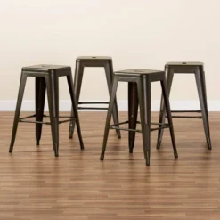 4pc Horton Gunmetal Metal Stackable Counter Stool Set Gray - Baxton Studio -Baxton Studio GUEST d3a241d2 b94d 46fd a8e8 4456ccc4fb53