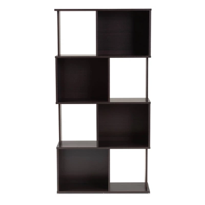 61.42" Riva Geometric Wood Bookshelf Dark Brown - Baxton Studio 1 61.42" Riva Geometric Wood Bookshelf Dark Brown - Baxton Studio