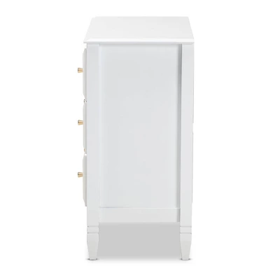 3 Drawer Naomi Wood Bedroom Chest White/Gold - Baxton Studio 3 3 Drawer Naomi Wood Bedroom Chest White/Gold - Baxton Studio - Image 3
