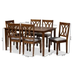 7pc Augustine Fabric Upholstered Dining Set Gray/Walnut Brown - Baxton Studio -Baxton Studio GUEST d4701991 a4bc 45b6 8187 dbbb56282063