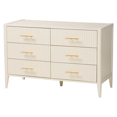 Baxton Studio Primrose Mid-Century Ivory Fluted Wood 4-Piece Bedroom Set 5 Baxton Studio Primrose Mid-Century Ivory Fluted Wood 4-Piece Bedroom Set - Image 5