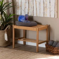 Saura Wood Hemp Accent Bench Oak Brown - Baxton Studio 15 Saura Wood Hemp Accent Bench Oak Brown - Baxton Studio -Baxton Studio GUEST d4a99fd3 3dda 470e 931a ab7a2c6c9a13