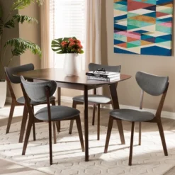 5pc Hadrea Mid Century Modern Walnut Finished Fabric Upholstered Dining Set Dark Gray - Baxton Studio 7 5pc Hadrea Mid Century Modern Walnut Finished Fabric Upholstered Dining Set Dark Gray - Baxton Studio -Baxton Studio GUEST d501c140 0cb4 4854 97e5 940cff9455e1