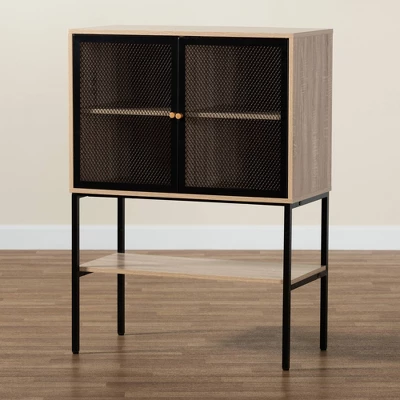 Asher Wood And Metal 2 Door Sideboard Dining Cabinet Natural Brown/Black - Baxton Studio 8 Asher Wood And Metal 2 Door Sideboard Dining Cabinet Natural Brown/Black - Baxton Studio - Image 8