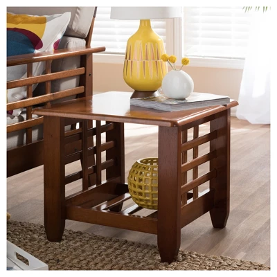 Larissa Modern Classic Mission Style Living Room Occasional End Table - Cherry Brown - Baxton Studio 3 Larissa Modern Classic Mission Style Living Room Occasional End Table - Cherry Brown - Baxton Studio - Image 3