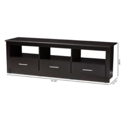 Ryleigh Modern And Contemporary Finished TV Stand For TVs Up To 60" Dark Brown - Baxton Studio -Baxton Studio GUEST d58004d6 8b65 4950 826c a5da866bd839