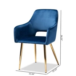 Set Of 2 Germaine Velvet Upholstered Metal Dining Chairs Navy Blue/Gold - Baxton Studio: Mid-Century Modern, Arm Style: Polyester, Spot Clean 13 Set Of 2 Germaine Velvet Upholstered Metal Dining Chairs Navy Blue/Gold - Baxton Studio: Mid-Century Modern, Arm Style: Polyester, Spot Clean -Baxton Studio GUEST d5878c4a 6a58 4616 b763 ebf6acf7cbaf