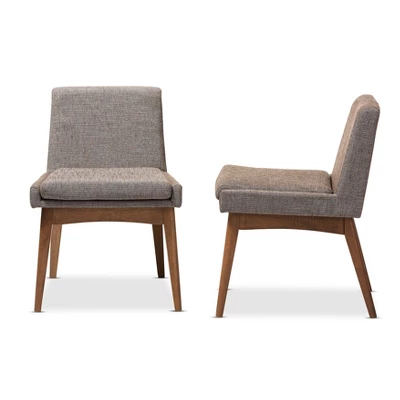 Set Of 2 Nexus Mid - Century Modern Wood Finishing And Fabric Upholstered Dining Side Chair Gravel/Walnut Brown - Baxton Studio 2 Set Of 2 Nexus Mid - Century Modern Wood Finishing And Fabric Upholstered Dining Side Chair Gravel/Walnut Brown - Baxton Studio - Image 2