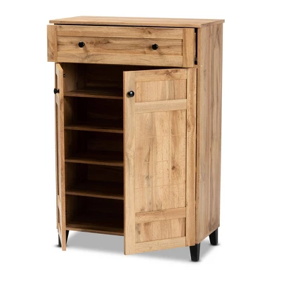 Glidden Wood 1 Drawer Shoe Storage Cabinet Oak Brown - Baxton Studio 1 Glidden Wood 1 Drawer Shoe Storage Cabinet Oak Brown - Baxton Studio