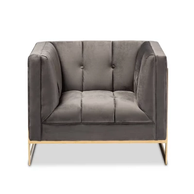 Ambra Velvet Armchair - Baxton Studio 1 Ambra Velvet Armchair - Baxton Studio