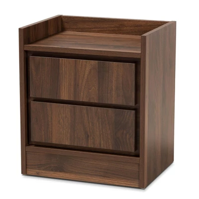 2 Drawers Hale Wood Nightstand - Baxton Studio 8 2 Drawers Hale Wood Nightstand - Baxton Studio - Image 8