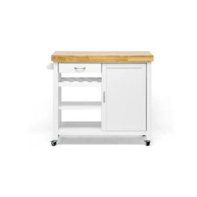 Denver Modern Kitchen Cart White - Baxton Studio 2 Denver Modern Kitchen Cart White - Baxton Studio - Image 2
