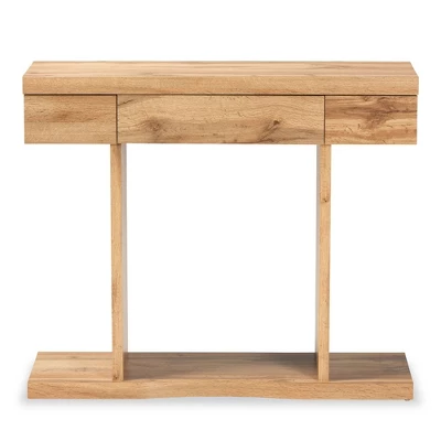 Otis Wood 3 Drawer Console Table Oak Brown - Baxton Studio 2 Otis Wood 3 Drawer Console Table Oak Brown - Baxton Studio - Image 2