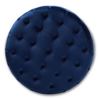 Cardiff Velvet Fabric Upholstered Button Tufted Cocktail Ottoman Blue - Baxton Studio 1 Cardiff Velvet Fabric Upholstered Button Tufted Cocktail Ottoman Blue - Baxton Studio