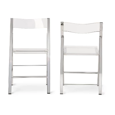 Set Of 2 Acrylic Foldable Chairs Clear - Baxton Studio 3 Set Of 2 Acrylic Foldable Chairs Clear - Baxton Studio - Image 3