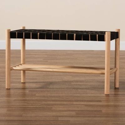 Cadmus Rustic Wood Bench Black/Oak Brown - Baxton Studio 8 Cadmus Rustic Wood Bench Black/Oak Brown - Baxton Studio - Image 8