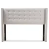Queen Ginaro Modern And Contemporary Fabric Button Tufted Nail Head Winged Headboard Gray - Baxton Studio