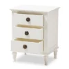 Venezia French - Inspired Rustic Washed Wood 3 - Drawer Nightstand - White - Baxton Studio