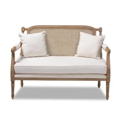 Clemence Upholstered Whitewashed Wood Sofa Loveseat Ivory/Oak - Baxton Studio 17 Clemence Upholstered Whitewashed Wood Sofa Loveseat Ivory/Oak - Baxton Studio -Baxton Studio GUEST d94fa4f6 a255 4ee1 9ed4 ec507c7e71f5