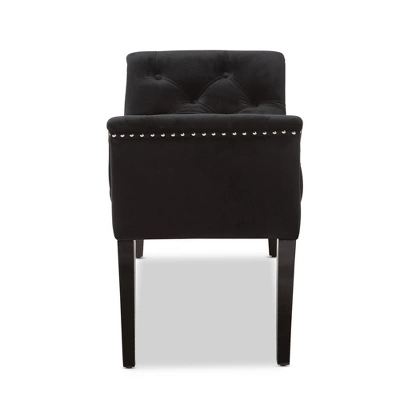 Chandelle Luxe And Contemporary Velvet Upholstered Bench Black - Baxton Studio 2 Chandelle Luxe And Contemporary Velvet Upholstered Bench Black - Baxton Studio - Image 2