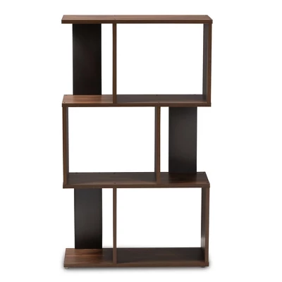 40.2" Legende Finished Display Bookcase Brown/Dark Gray - Baxton Studio 4 40.2" Legende Finished Display Bookcase Brown/Dark Gray - Baxton Studio - Image 4