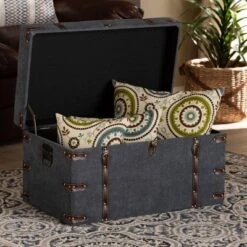 Palma Modern Transitional Fabric Upholstered Storage Trunk Ottoman Gray - Baxton Studio: Cushioned, Antique Brass Latches, No Assembly Required 17 Palma Modern Transitional Fabric Upholstered Storage Trunk Ottoman Gray - Baxton Studio: Cushioned, Antique Brass Latches, No Assembly Required -Baxton Studio GUEST d9ef1613 0d10 439c 80b8 e234101e16ed