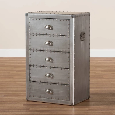 5 Drawer Davet Metal Accent Chest Silver - Baxton Studio 2 5 Drawer Davet Metal Accent Chest Silver - Baxton Studio - Image 2