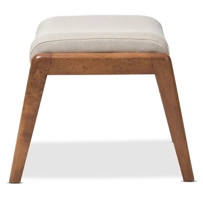 Roxy Mid-Century Modern Wood Finish And Fabric Upholstered Ottoman Light Beige/Walnut Brown - Baxton Studio 2 Roxy Mid-Century Modern Wood Finish And Fabric Upholstered Ottoman Light Beige/Walnut Brown - Baxton Studio - Image 2