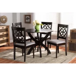 5pc Tonia Fabric Upholstered And Wood Dining Set Gray/Brown - Baxton Studio 12 5pc Tonia Fabric Upholstered And Wood Dining Set Gray/Brown - Baxton Studio -Baxton Studio GUEST da8ec4f8 4a1b 4513 a216 73e3a0a6bcfe