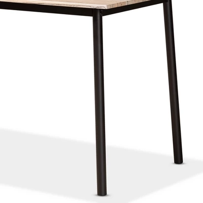 5pc Carmen Wood And Metal Dining Set Oak Brown/Dark Brown - Baxton Studio 4 5pc Carmen Wood And Metal Dining Set Oak Brown/Dark Brown - Baxton Studio - Image 4