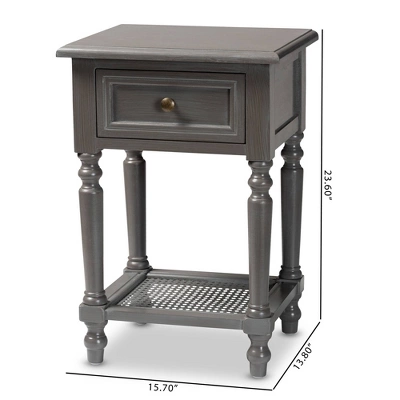 Sheldon Vintage Wood 1 Drawer Nightstand Gray - Baxton Studio 9 Sheldon Vintage Wood 1 Drawer Nightstand Gray - Baxton Studio - Image 9