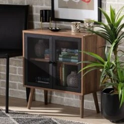 Yuna Natural Brown Wood And Metal 2 Door Storage Cabinet Natural Brown/Black - Baxton Studio -Baxton Studio GUEST dc3b0691 cd07 49ea b749 cfbe3f714b41