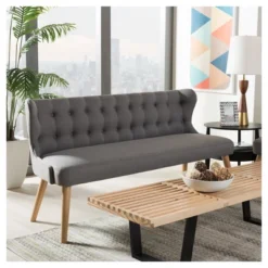 Melody Mid-Century Modern Fabric And Natural Wood Finishing 3 Seater Settee Bench Gray - Baxton Studio 6 Melody Mid-Century Modern Fabric And Natural Wood Finishing 3 Seater Settee Bench Gray - Baxton Studio -Baxton Studio GUEST dc7eea36 06d2 4c8a 8939 b60b573e3aa0