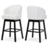 Set Of 2 Avril Modern And Contemporary Faux Leather Tufted Swivel Barstool With Nail Heads Trim - White - Baxton Studio