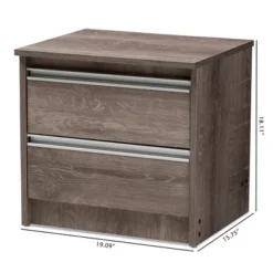 Gallia Modern And Contemporary Oak Finished 2 Drawer Nightstand Brown - Baxton Studio -Baxton Studio GUEST ddb74bb4 a2ac 4d13 8c8a f0bcc608c2d7