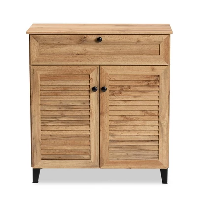 Coolidge Wood 1 Drawer Storage Cabinet Oak Brown - Baxton Studio 2 Coolidge Wood 1 Drawer Storage Cabinet Oak Brown - Baxton Studio - Image 2