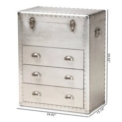 Serge Metal 3 Drawer Accent Storage Chest Silver - Baxton Studio 19 Serge Metal 3 Drawer Accent Storage Chest Silver - Baxton Studio -Baxton Studio GUEST de314f17 ae2d 4cf0 a3a0 2475f8c80da7