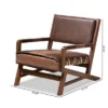 Rovelyn Faux Leather Walnut Finished Wood Lounge Chair Brown - Baxton Studio