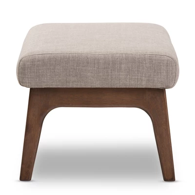 Bianca Mid Century Modern Walnut Wood Fabric Ottoman Light Gray - Baxton Studio 2 Bianca Mid Century Modern Walnut Wood Fabric Ottoman Light Gray - Baxton Studio - Image 2