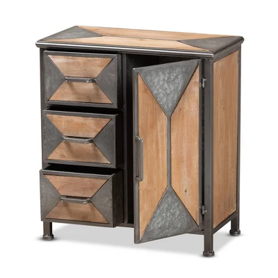 Laurel Wood 3 Drawer Cabinet Gray/Brown - Baxton Studio 1 Laurel Wood 3 Drawer Cabinet Gray/Brown - Baxton Studio
