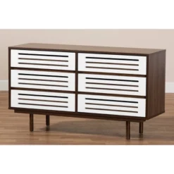 6 Drawer Wood Dresser And Meike Two-Tone Walnut/White - Baxton Studio 14 6 Drawer Wood Dresser And Meike Two-Tone Walnut/White - Baxton Studio -Baxton Studio GUEST df00f494 bfd0 4630 91bb ed820923de76