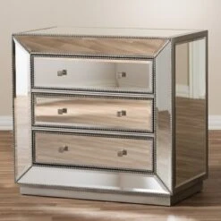 Edeline Hollywood Regency Glamour Style Mirrored 3 Drawer Chest Baxton Studio -Baxton Studio GUEST df1dc3dc a6fd 45e7 809d 469bc8762598