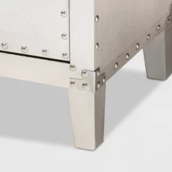 Claude Metal 3 Drawer Nightstand Silver - Baxton Studio: Vintage-Inspired, Rivet Detail, Fully Assembled -Baxton Studio GUEST df49d22e dad3 4288 8990 be569963bc63