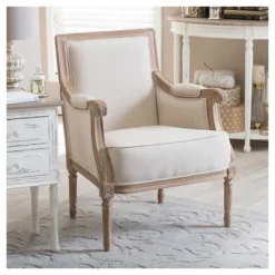 Chavanon Wood & Linen Traditional French Accent Chair Light Beige - Baxton Studio 7 Chavanon Wood & Linen Traditional French Accent Chair Light Beige - Baxton Studio -Baxton Studio GUEST dfaa5e90 b1fe 453e 81ff 222fe737f462