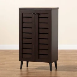 Salma Wood 2 Door Shoe Storage Cabinet Dark Brown - Baxton Studio -Baxton Studio GUEST dfdc5312 2b4a 4aaa 8111 6f8193939efc